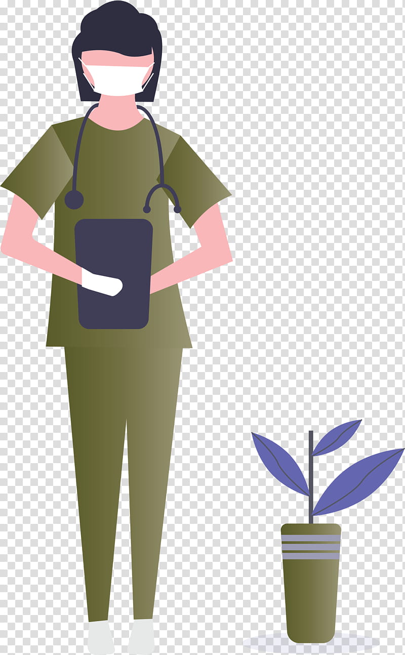 Nurse International Nurses Day Medical Worker Day, Standing, Uniform, Plant, Flowerpot transparent background PNG clipart