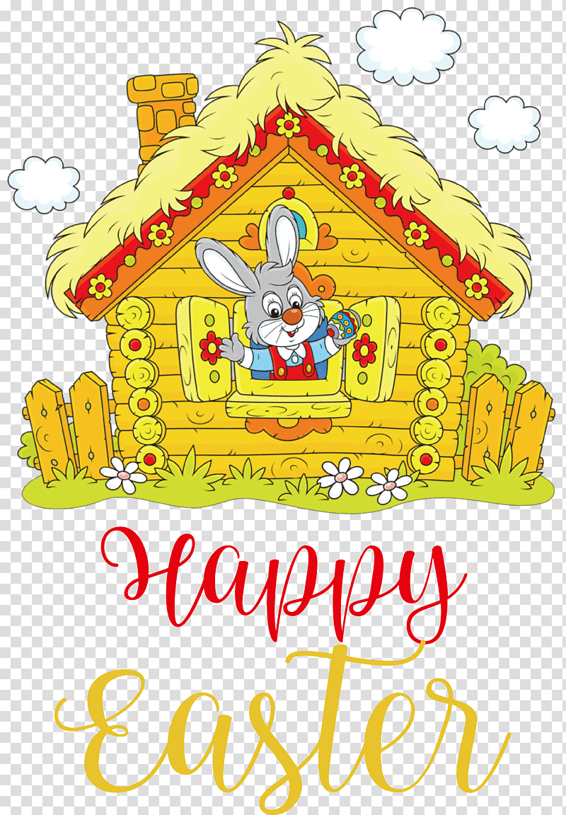 Happy Easter Day Easter Day Blessing easter bunny, Cute Easter, Hare, Rabbit, Bugs Bunny, House, Cartoon transparent background PNG clipart