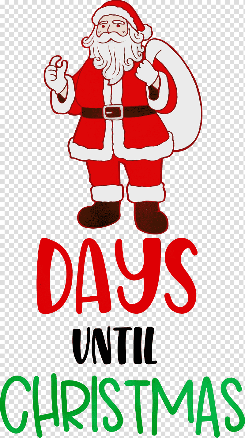 Christmas Day, Days Until Christmas, Christmas , Santa Claus, Watercolor, Paint, Wet Ink transparent background PNG clipart