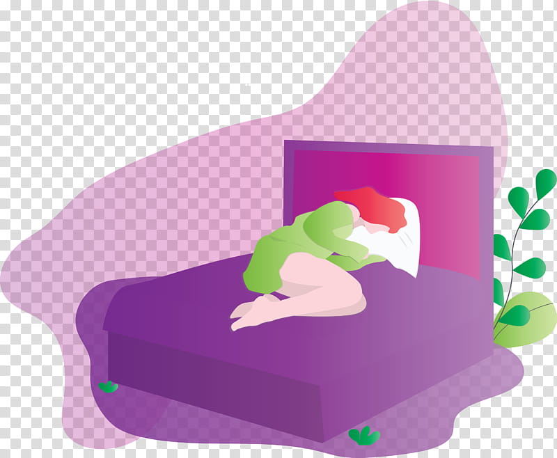 World Sleep Day Sleep Girl, Bed, Green, Purple, Violet, Pink transparent background PNG clipart