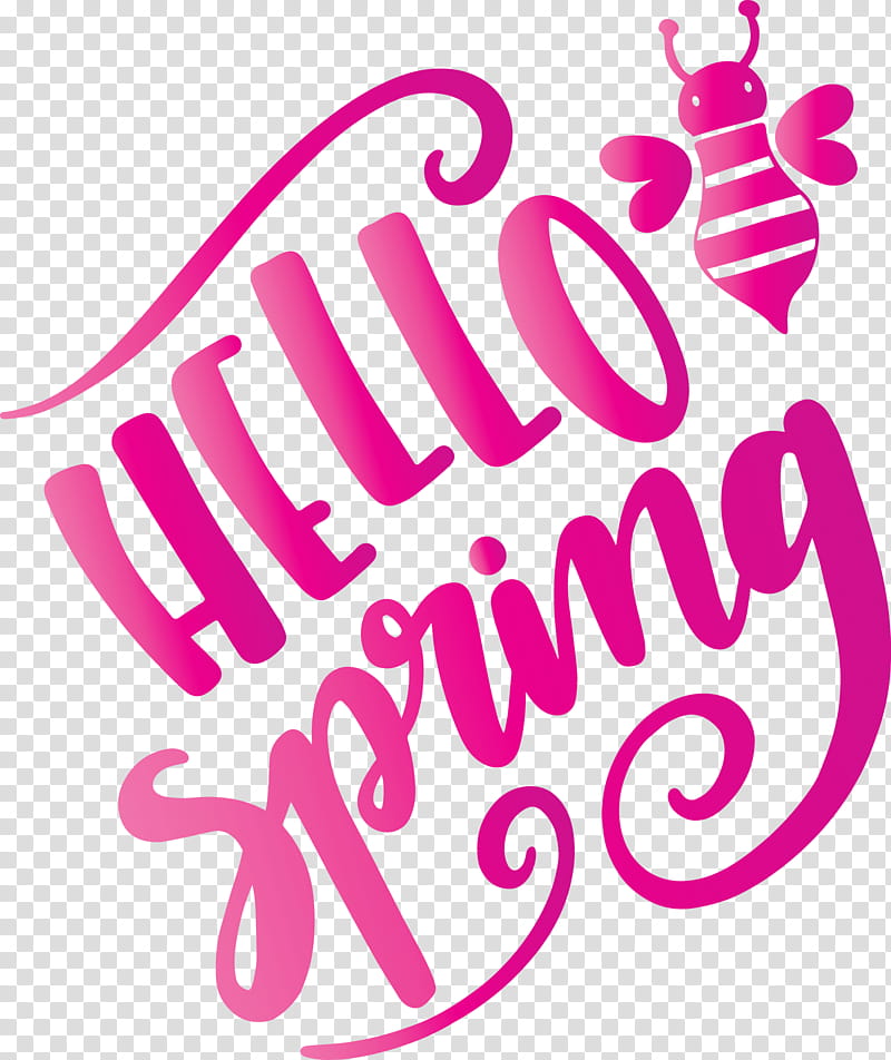 hello spring spring, Spring
, Pink, Text, Magenta, Sticker transparent background PNG clipart