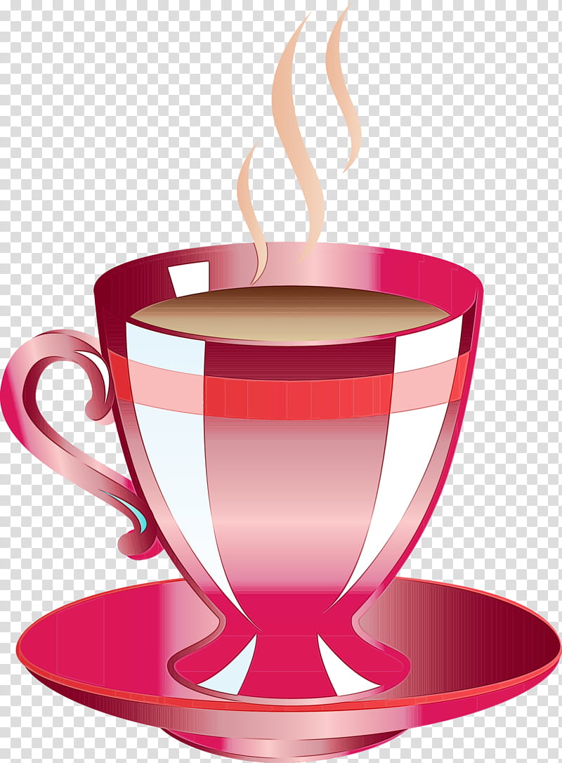 Coffee cup, Watercolor, Paint, Wet Ink, Teacup, Drinkware, Tableware, Pink transparent background PNG clipart