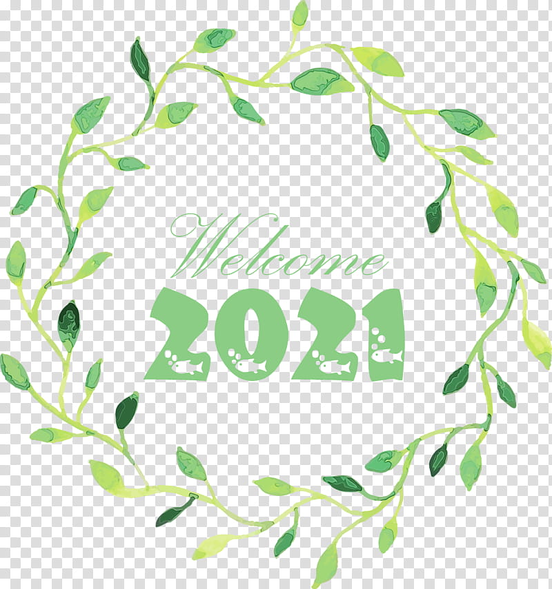 Floral design, Happy New Year 2021, Welcome 2021, Hello 2021, Watercolor, Paint, Wet Ink, Plant Stem transparent background PNG clipart