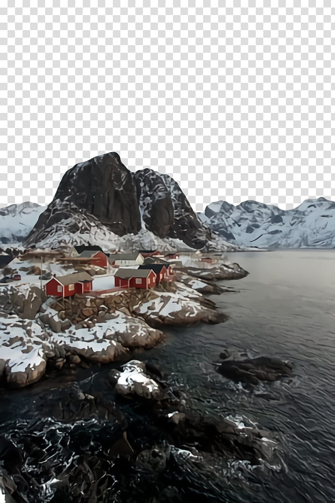natural landscape rock mountain glacial landform ice, Geological Phenomenon, Coast, Fjord, Sea transparent background PNG clipart