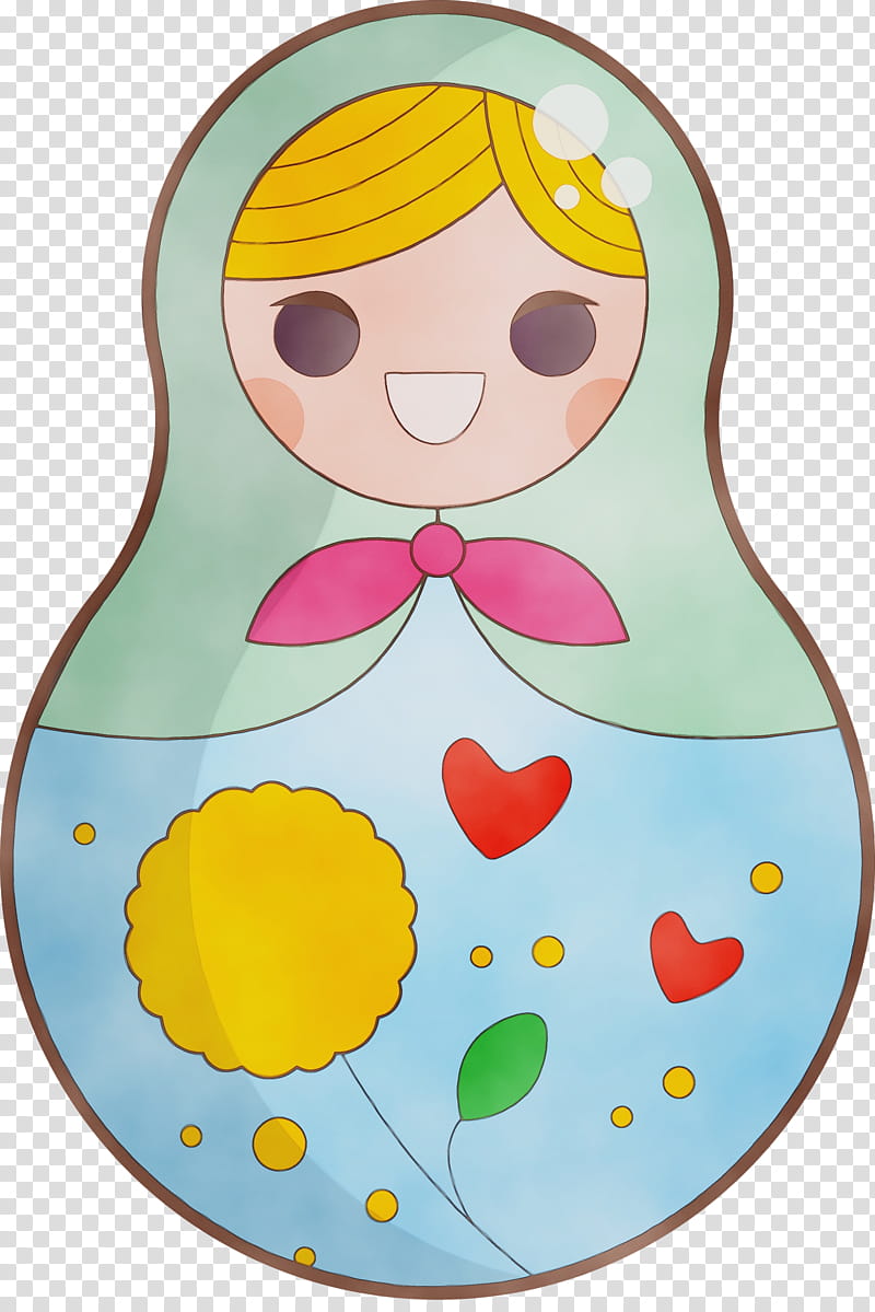 yellow infant, Colorful Russian Doll, Watercolor, Paint, Wet Ink transparent background PNG clipart