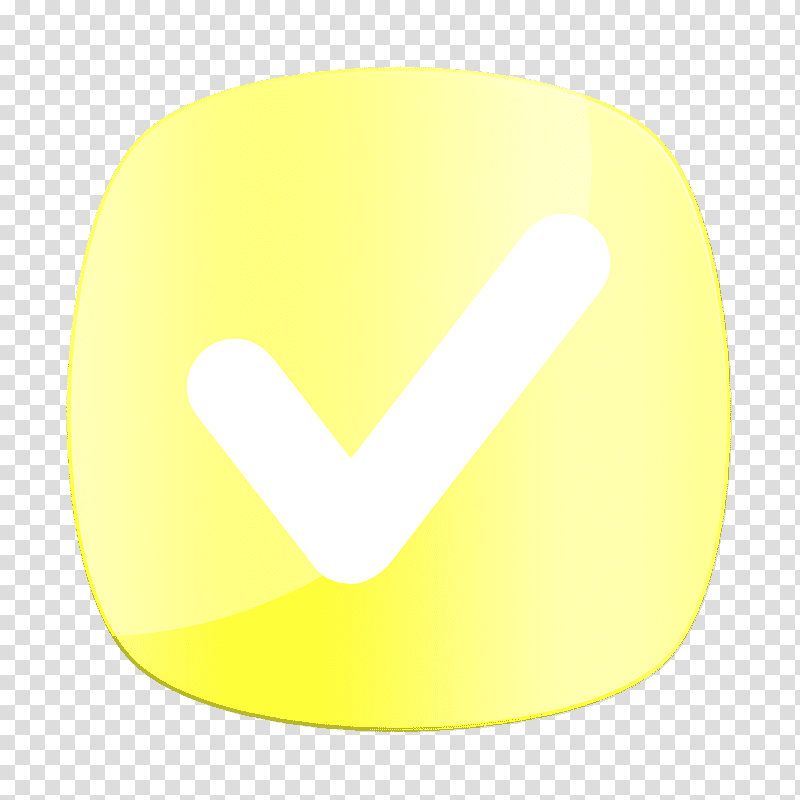 Checked icon Tick icon Symbols icon, Logo, Yellow, Meter, Line, Mathematics, Geometry transparent background PNG clipart
