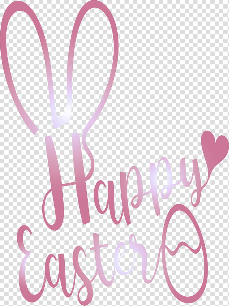 Happy easter with bunny ears, Text, Pink, Love, Heart, Logo transparent background PNG clipart