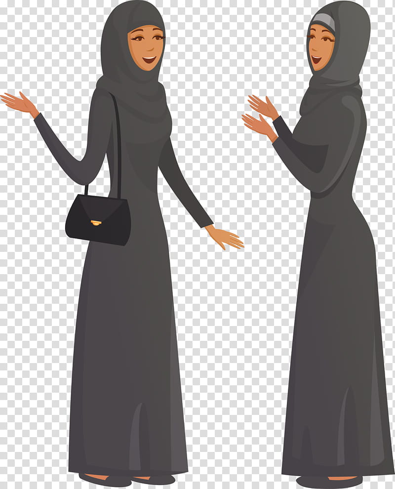 robe abaya sleeve m costume sleeve, Arabic People Cartoon transparent background PNG clipart