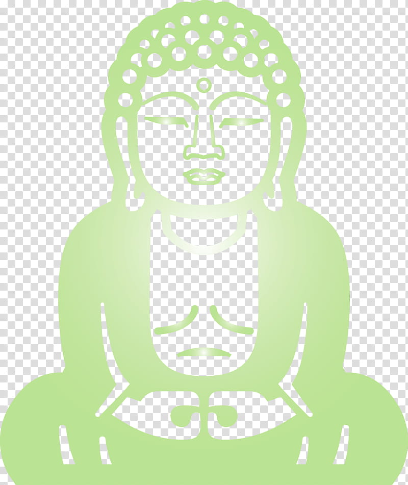 green head meditation smile, Buddha, Watercolor, Paint, Wet Ink transparent background PNG clipart