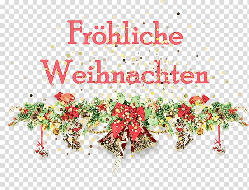 Christmas ornament, Frohliche Weihnachten, Merry Christmas, Watercolor, Paint, Wet Ink, Christmas Day transparent background PNG clipart