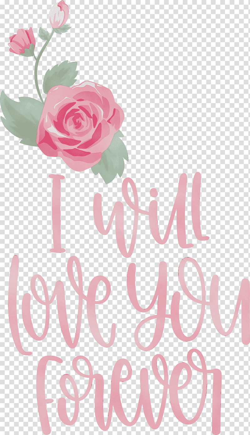 Floral design, Love You Forever, Valentines Day, Watercolor, Paint, Wet Ink, Garden Roses transparent background PNG clipart