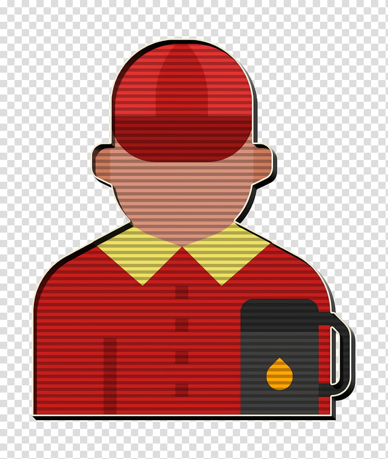 Gas station attendant icon Jobs and Occupations icon, Red, Cartoon, Headgear transparent background PNG clipart