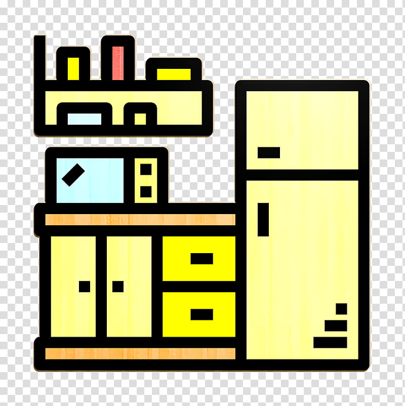 Home Equipment icon Kitchen icon, Yellow, Line, Rectangle, Square transparent background PNG clipart