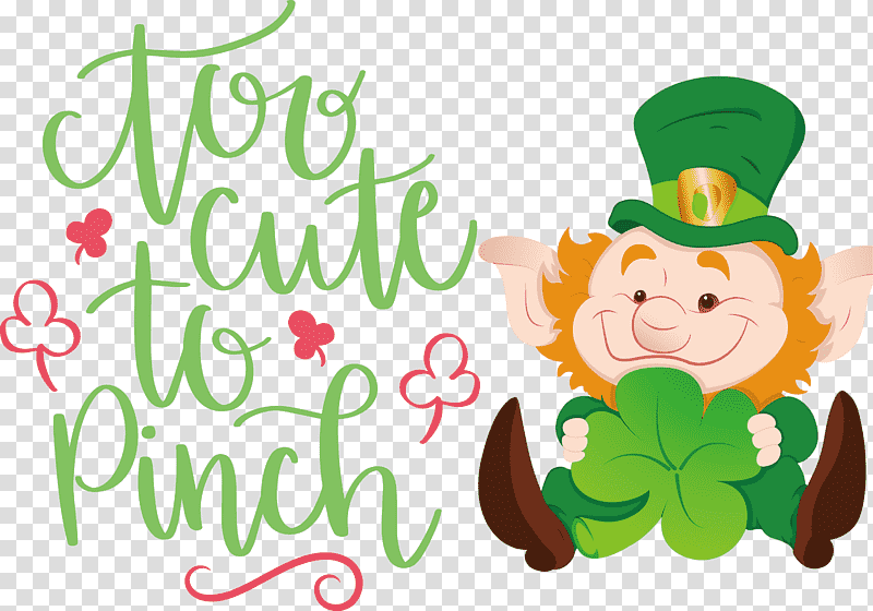 Too cute_to Pinch St Patricks Day, Saint Patricks Day, Leprechaun, Irish People, Clover, Cartoon, March 17 transparent background PNG clipart