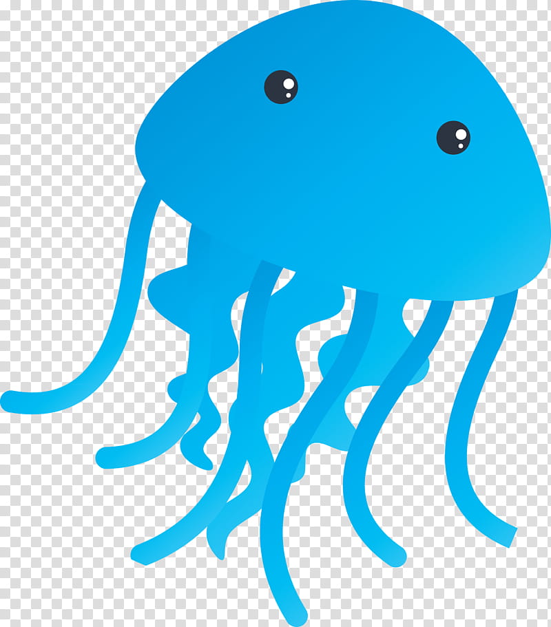 octopus turquoise jellyfish cartoon cnidaria, Smile transparent background PNG clipart