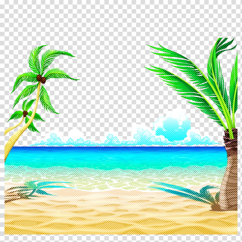 Palm tree, Nature, Tropics, Green, Vacation, Natural Landscape, Turquoise, Aqua transparent background PNG clipart