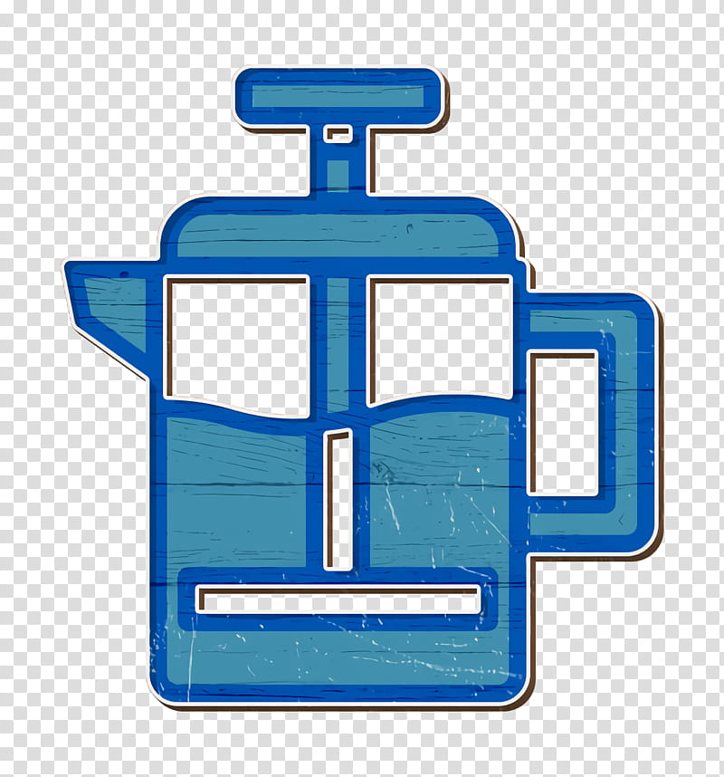 Coffee Shop icon Food and restaurant icon French press icon, Blue, Electric Blue transparent background PNG clipart