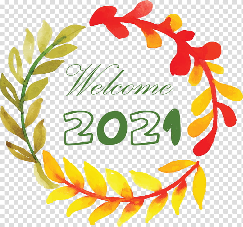 Happy New Year 2021 Welcome 2021 Hello 2021, Floral Design, Yellow, Meter, Line, Area, Fruit transparent background PNG clipart