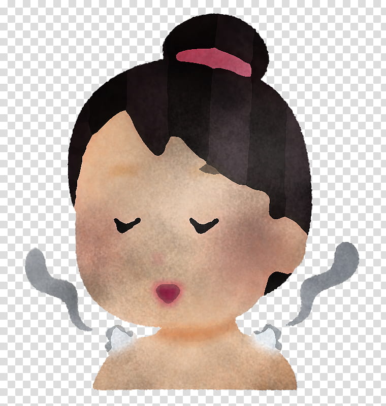 hair face nose cheek head, Cartoon, Pink, Lip, Black Hair, Animation, Toy, Child transparent background PNG clipart