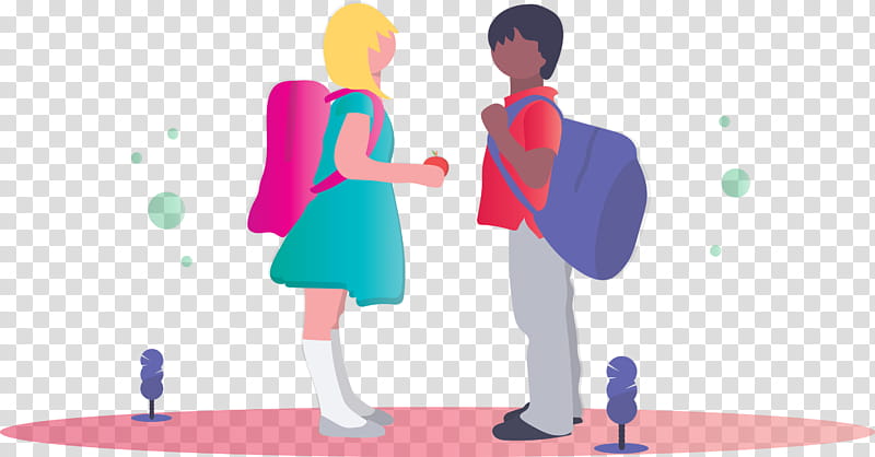 back to school student boy, Girl, Cartoon, Standing, Interaction, Conversation, Gesture, Animation transparent background PNG clipart