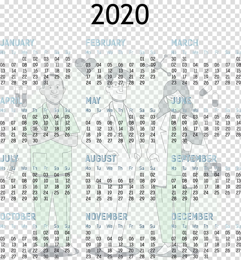 calendar system font line area meter, 2020 Yearly Calendar, Printable 2020 Yearly Calendar Template, Full Year Calendar 2020, Watercolor, Paint, Wet Ink transparent background PNG clipart