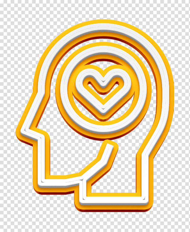 Love icon Head icon Brain icon, Symbol, Chemical Symbol, Icon Pro Audio Platform, Yellow, Line, Meter transparent background PNG clipart