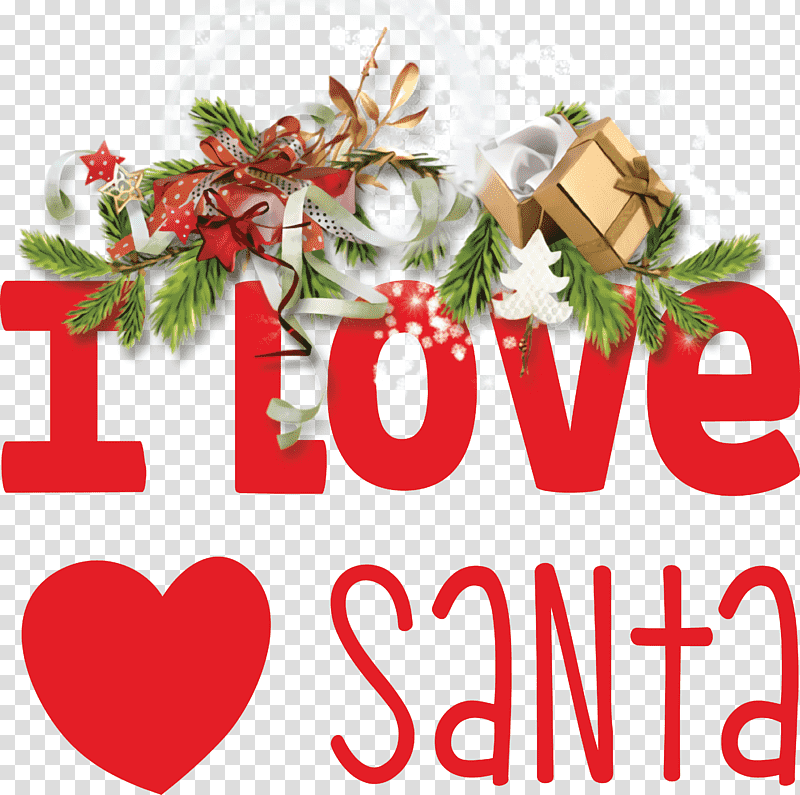 I Love Santa Santa Christmas, Christmas , Restaurant, Menu, Christmas Day, Meal, Dish transparent background PNG clipart