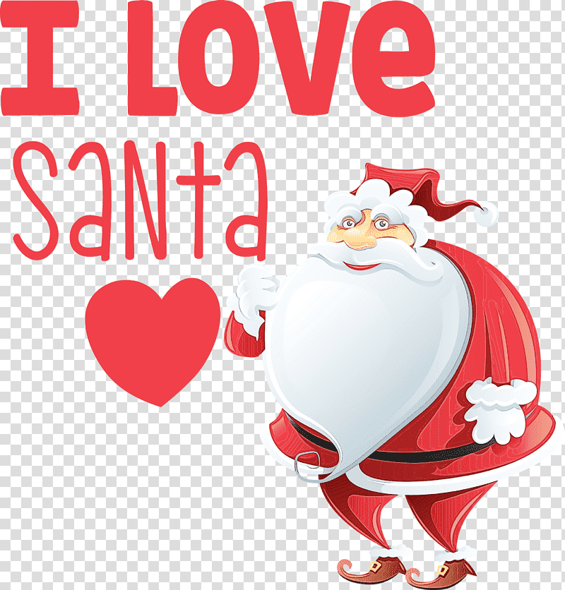 Christmas Day, I Love Santa, Christmas , Watercolor, Paint, Wet Ink, Color Model transparent background PNG clipart