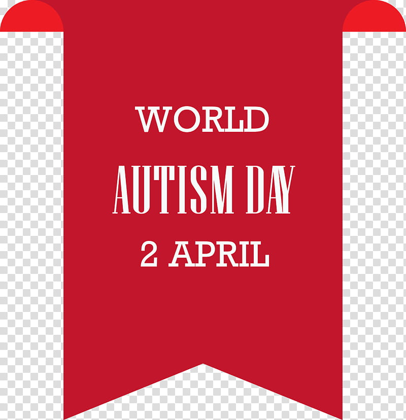 Autism day World Autism Awareness Day Autism Awareness Day, Red, Text, Banner, Tshirt, Line, Material Property, Logo transparent background PNG clipart