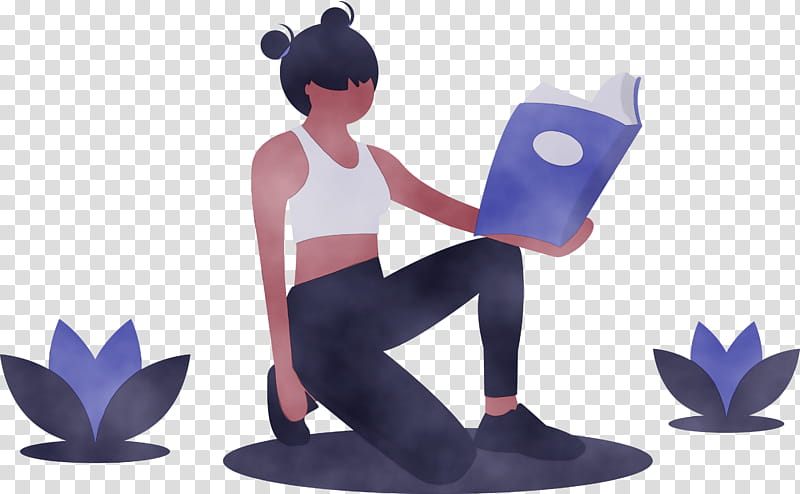 cartoon physical fitness animation sitting yoga, Reading Book, Girl, Fashion, Watercolor, Paint, Wet Ink, Cartoon transparent background PNG clipart