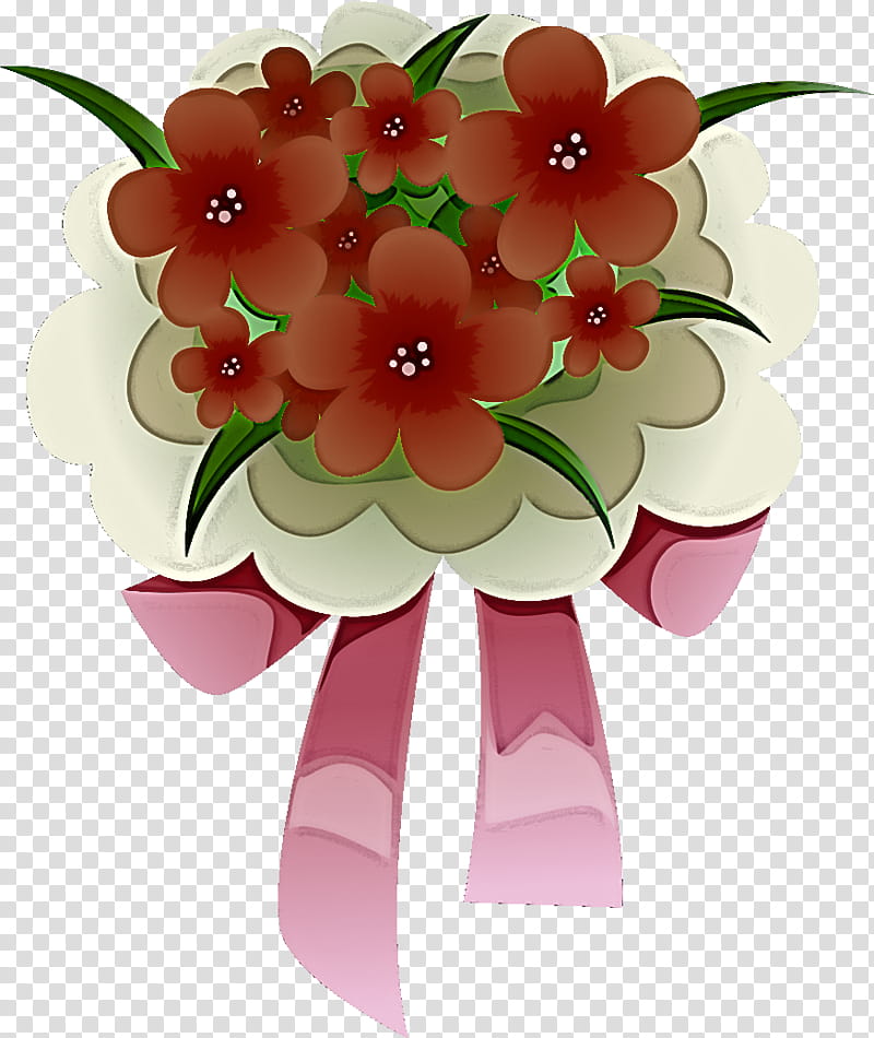 Floral design, Bunch Flower Cartoon, Bouquet, Petal, Pink, Plant, Cut Flowers, Ribbon transparent background PNG clipart