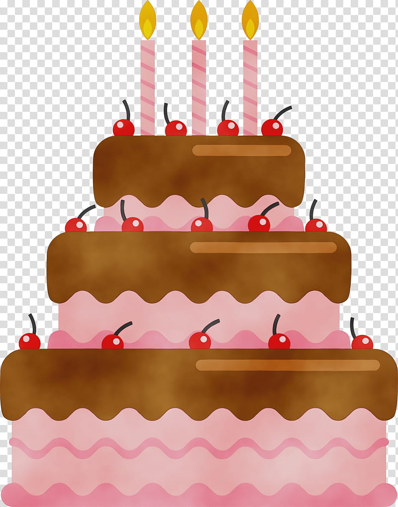 Birthday cake, Watercolor, Paint, Wet Ink, Baked Goods, Sugar Paste, Food, Dessert transparent background PNG clipart