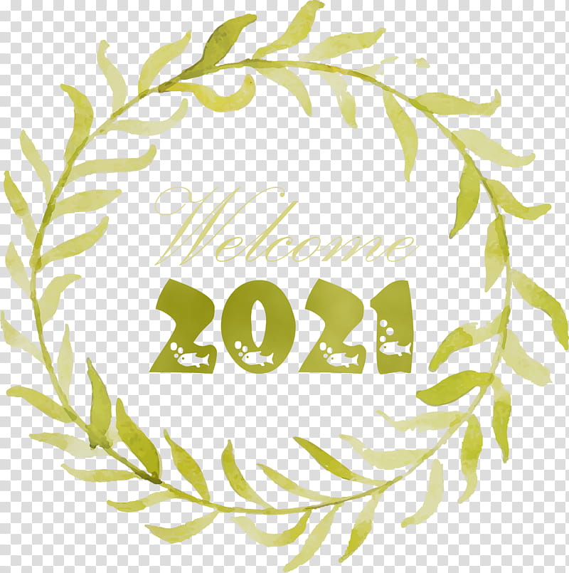 Floral design, Happy New Year 2021, Welcome 2021, Hello 2021, Watercolor, Paint, Wet Ink, Logo transparent background PNG clipart