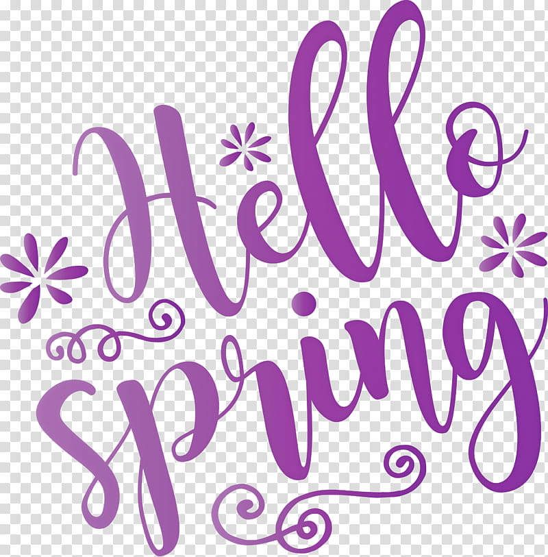hello spring spring, Spring
, Text, Purple, Violet, Line transparent background PNG clipart