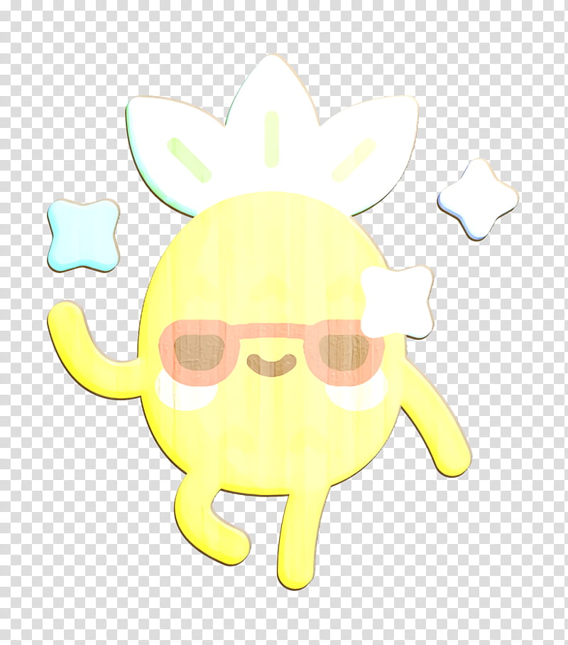 Cool icon Pineapple Character icon, Yellow, Cartoon, Glasses, Snout, Line, Smile, Sticker transparent background PNG clipart