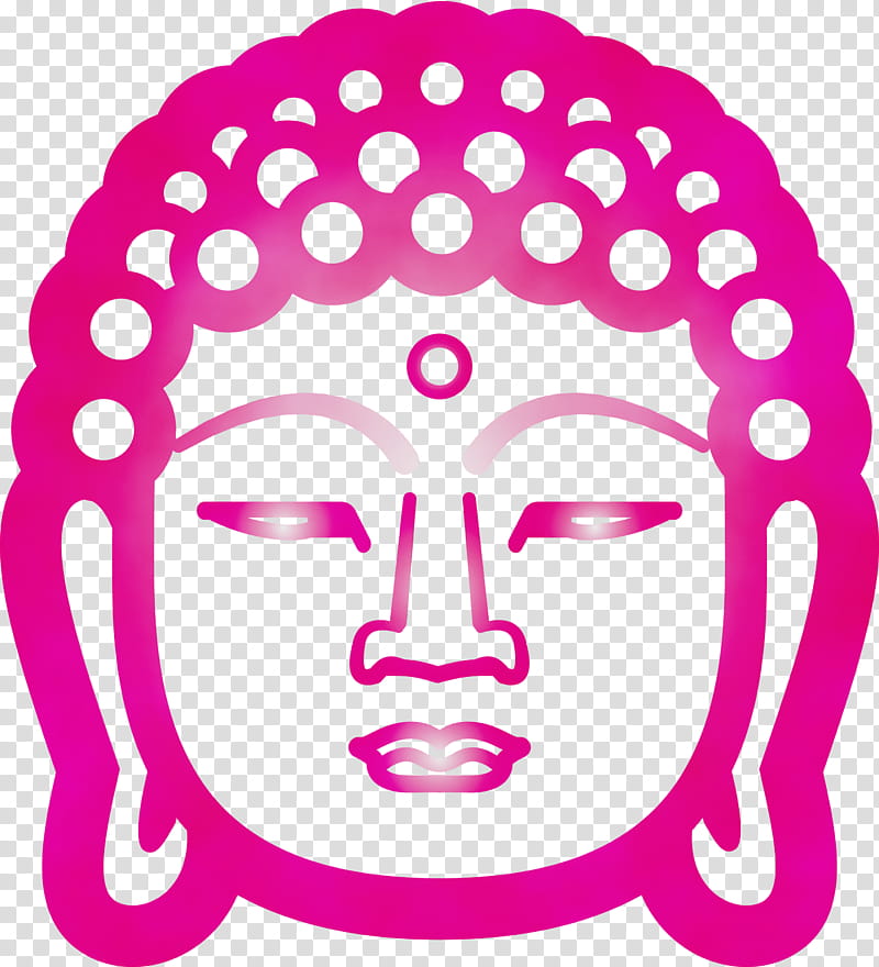 face pink head cheek magenta, Buddha, Watercolor, Paint, Wet Ink, Line Art, Circle, Sticker transparent background PNG clipart