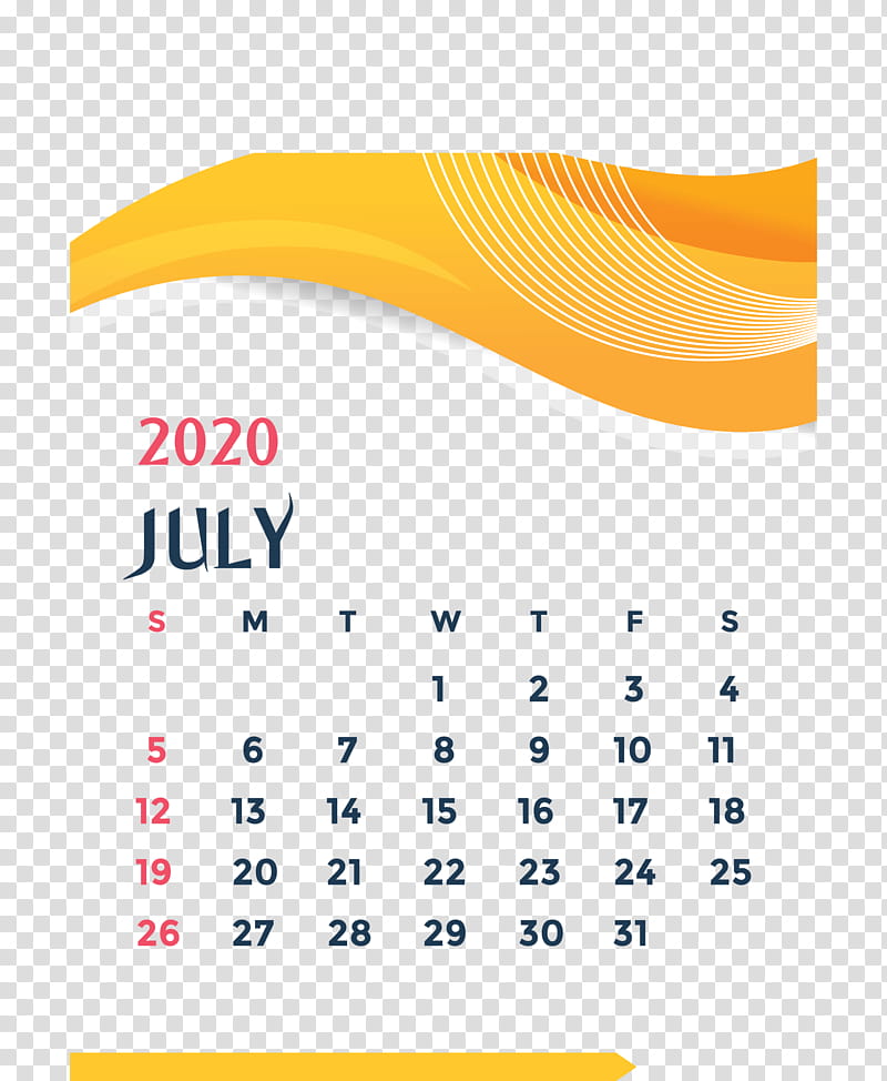 July 2020 Printable Calendar July 2020 Calendar 2020 Calendar, Logo, Yellow, Line, Area, Calendar System, Meter transparent background PNG clipart