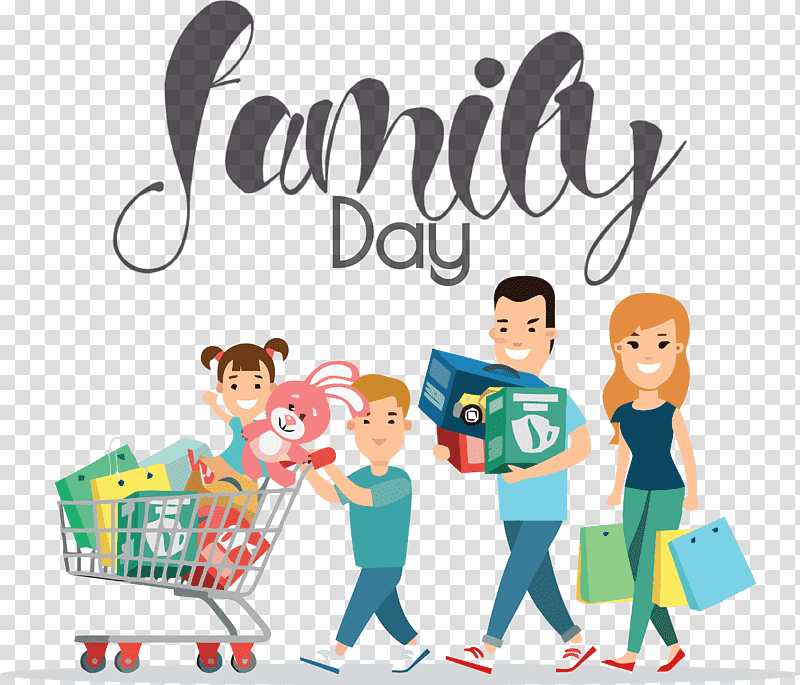 Family Day Family Happy Family, Cartoon, Shopping, Royaltyfree, Animation, Shopping Cart transparent background PNG clipart