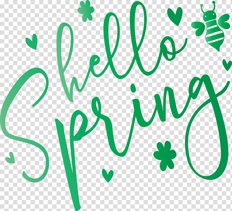 hello spring spring, Spring
, Green, Text, Leaf, Line, Plant, Calligraphy transparent background PNG clipart