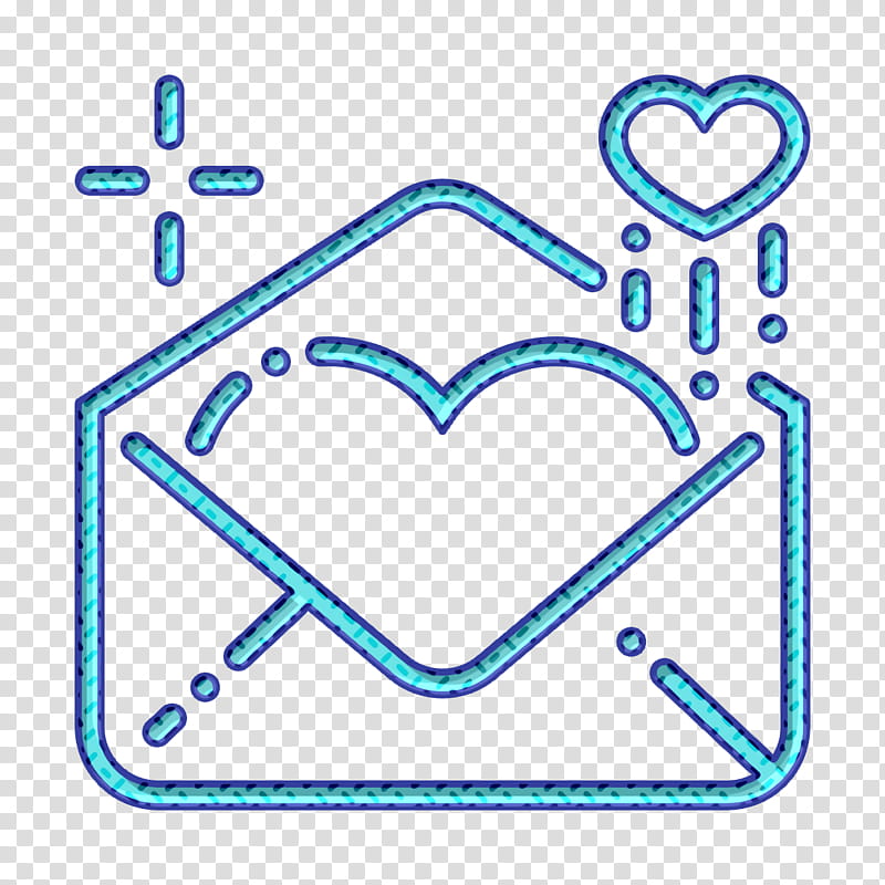 Love letter icon Love icon Letter icon, Blue, Aqua, Text, Line, Azure, Line Art transparent background PNG clipart