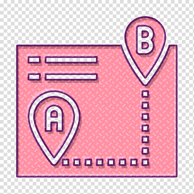 Itinerary icon Navigation and Maps icon Journey icon, Pink, Line transparent background PNG clipart