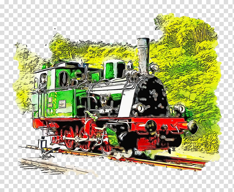 rail transport railroad car train locomotive track, Watercolor, Paint, Wet Ink, M Line transparent background PNG clipart