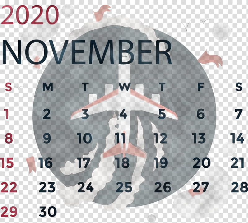 November 2020 Calendar November 2020 Printable Calendar, Wall Clock, Circle, Meter, October, Calendar System, Mathematics, Analytic Trigonometry And Conic Sections transparent background PNG clipart