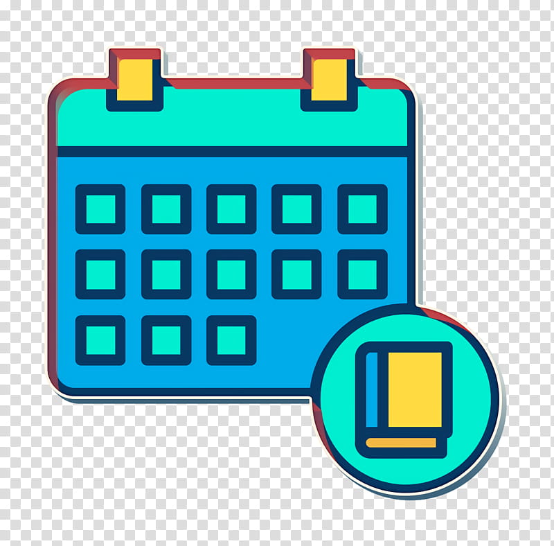 Schedule icon Time and date icon School icon, Turquoise, Line transparent background PNG clipart
