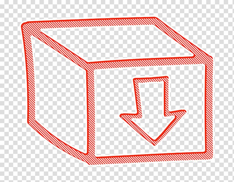 Box icon Box with an arrow sign pointing down hand drawn symbol icon arrows icon, Hand Drawn Icon, Cabinetry, Shelf, Table, Furniture, Metal transparent background PNG clipart