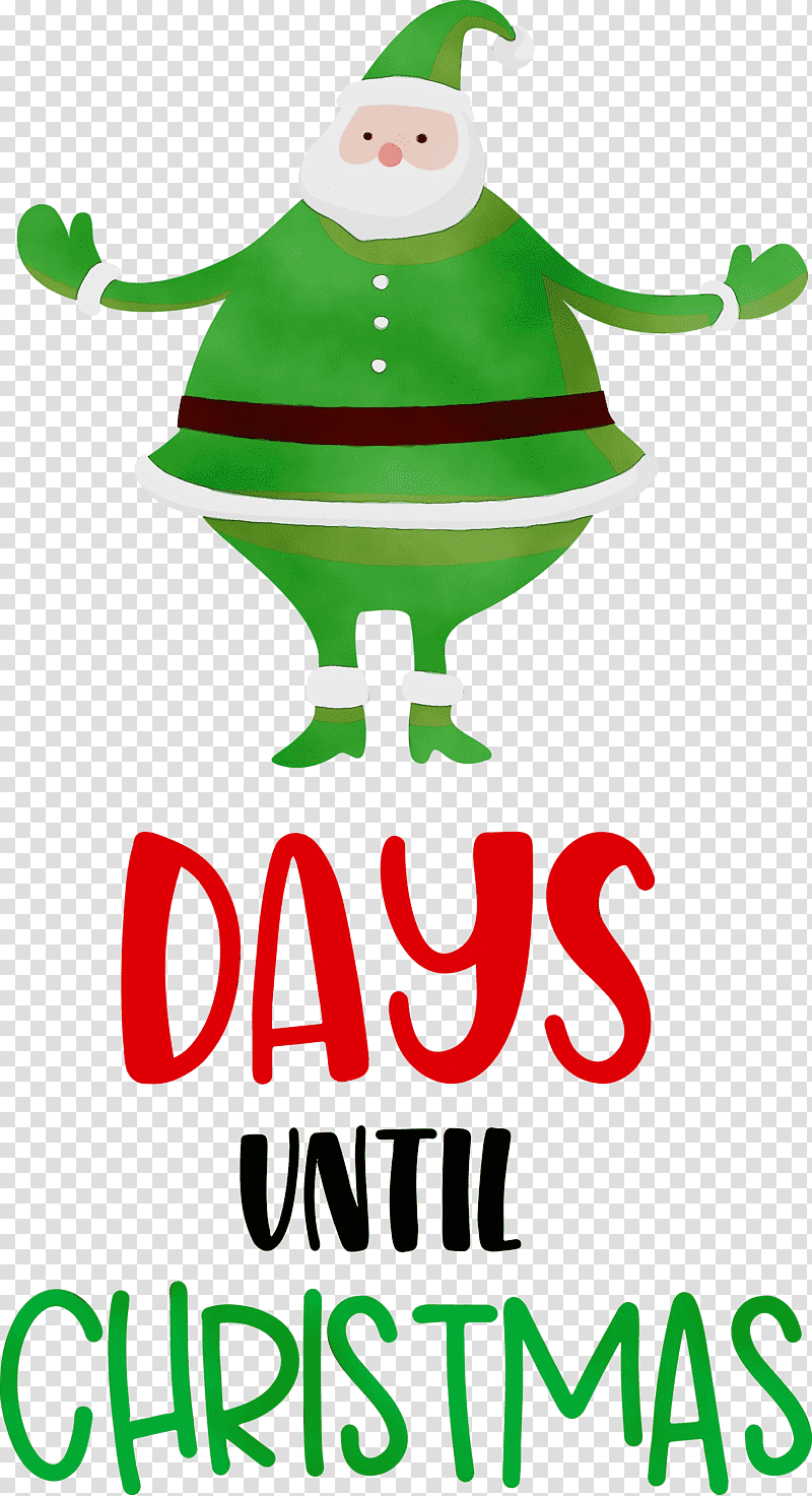 Christmas Day, Days Until Christmas, Christmas , Santa Claus, Watercolor, Paint, Wet Ink transparent background PNG clipart