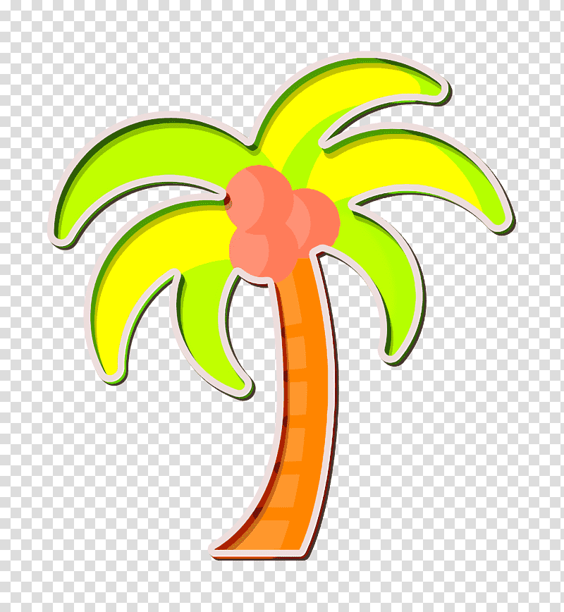 Beach icon Palm tree icon Reggae icon, Flower, Cartoon, Yellow, Petal, Meter, Animal Figurine transparent background PNG clipart