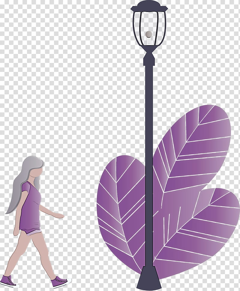 Street light girl, Leaf, Purple, Violet, Plant transparent background PNG clipart