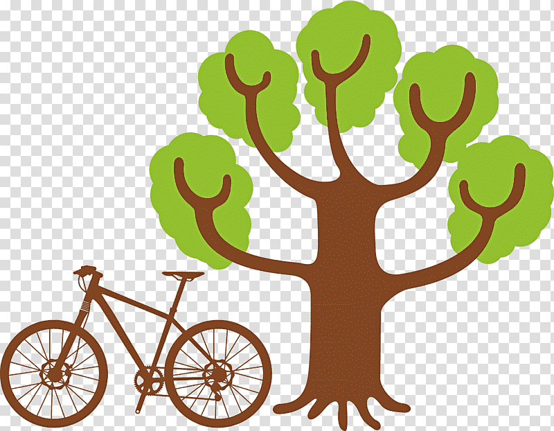 bike bicycle, Plant Stem, Flower, Cartoon, Sports Equipment, Tree transparent background PNG clipart