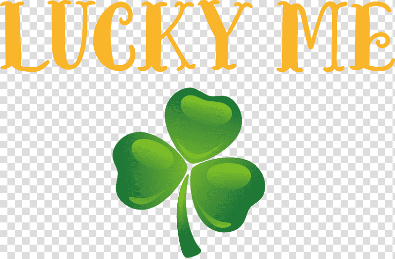 Lucky me Patricks Day Saint Patrick, Logo, Leaf, Shamrock, Green, Meter, Biology transparent background PNG clipart